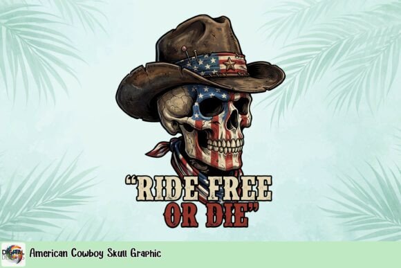 American Cowboy Skull Graphic: Unleash Rebellious Patriotism in Your Designs