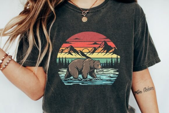 Bear Fishing Sunset Retro Graphic Png: A Designer's Guide
