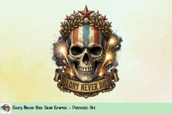 Glory Never Dies: Edgy Patriotic Skull Art for Bold Designs