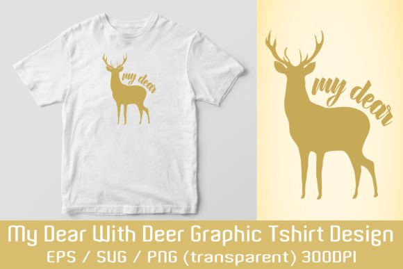 Reindeer Golden Graphic T-shirt Design: Festive Charm Meets Digital Versatility