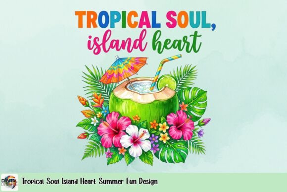 Tropical Soul Island Heart Summer Graphic: A Vibrant Design Asset