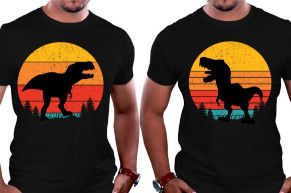 Unleash Retro Vibes: The Sunset Colorful Dinosaur T-Shirt Graphic